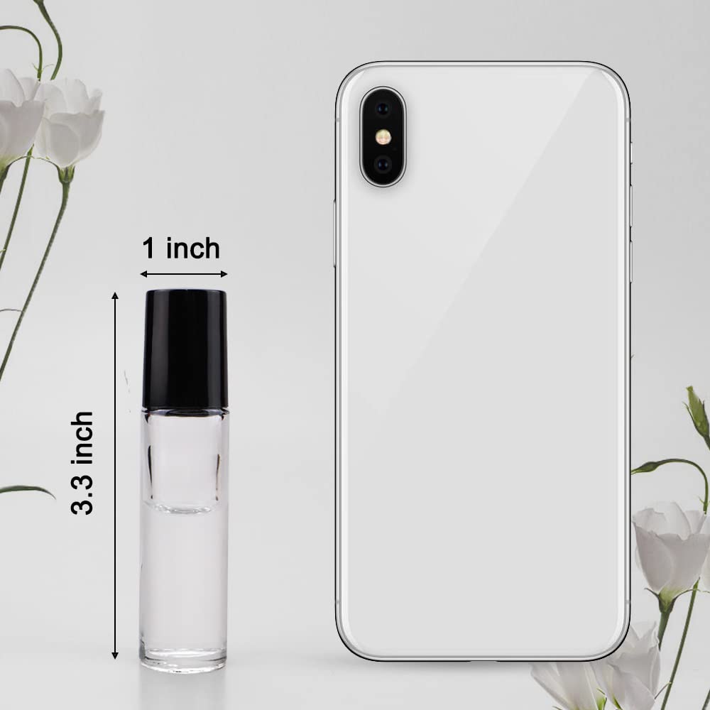 Sungwoo 12 Pack Essential Oil Roller Bottles, 10Ml Clear Glass Roller Bottles With Stainless Steel Roller Balls And Caps For Tra